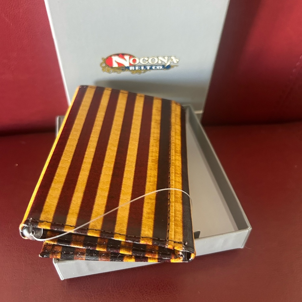 Nocona Men's Flag Design Trifold Wallet - Brown and Gold